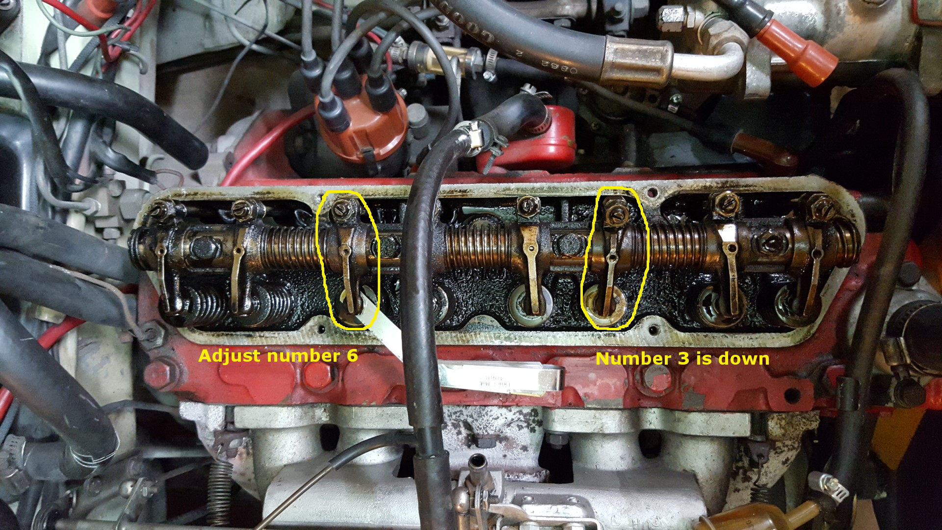 ’66 Volvo B20B valve adjustment Turning a wrench