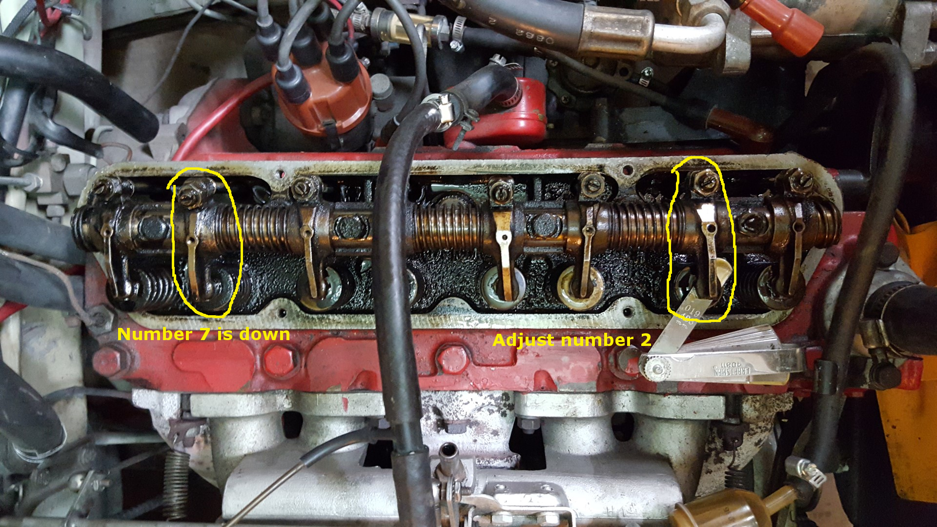 ’66 Volvo B20B valve adjustment Turning a wrench